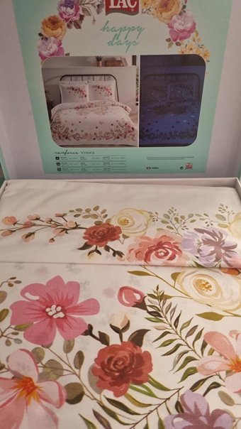Taç Kışlık 200 x 220 cm Çiçekli Çift Kişilik Nevresim Takımı Beyaz