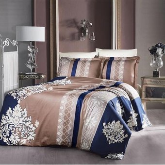 Altınbaşak Pamuk Saten Dört Mevsim 200 x 220 cm Çiçekli Çift Kişilik Nevresim Takımı Kahverengi