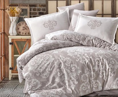 Clasy Ranforce Dört Mevsim 200 x 220 cm Şal Desen Çift Kişilik Nevresim Takımı Krem