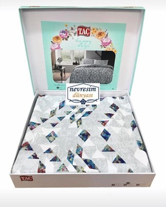 Nevresim Dünyası Ranforce Dört Mevsim 200 x 220 cm Lastikli Desenli Çift Kişilik Nevresim Takımı Çok Renkli