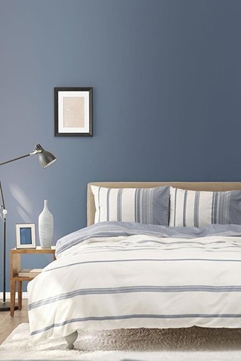 Karaca Home Pamuk Polyester Dört Mevsim 200 x 220 cm Çizgili Çift Kişilik Nevresim Takımı Mavi