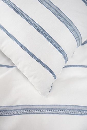 Karaca Home Pamuk Polyester Dört Mevsim 200 x 220 cm Çizgili Çift Kişilik Nevresim Takımı Mavi