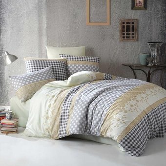 T.Concept Pamuk Polyester Dört Mevsim 200 x 220 cm Geometrik Çift Kişilik Nevresim Takımı Gri