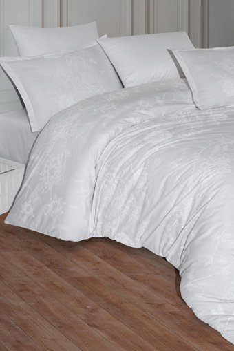Clasy Ranforce Dört Mevsim 200 x 220 cm Yaprak Çift Kişilik Nevresim Takımı Beyaz