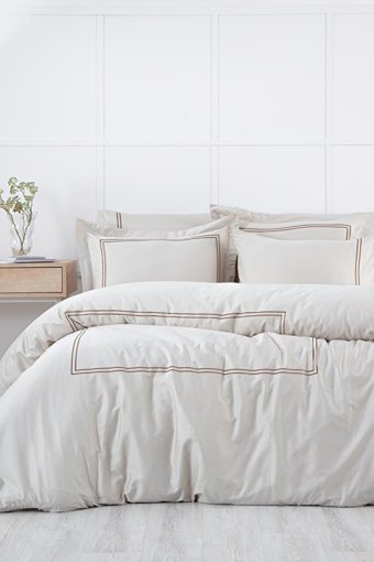Ecocotton Pamuk Saten Dört Mevsim 200 x 220 cm Modern Çift Kişilik Nevresim Takımı Bej Gold