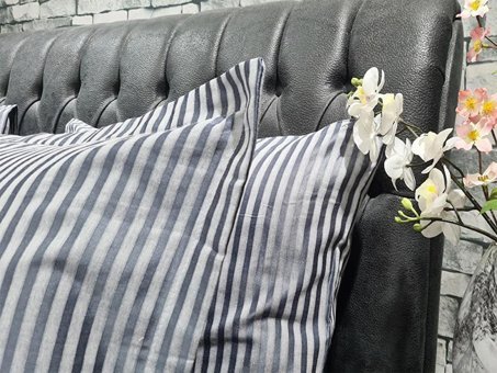 Çeyiz Diyarı Pamuk Dört Mevsim 200 x 220 cm Çizgili Çift Kişilik Nevresim Takımı Gri