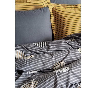 Cotton Box Ranforce Dört Mevsim 200 x 220 cm Çizgili Çift Kişilik Nevresim Takımı Gri
