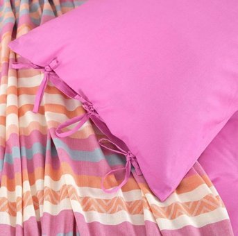 Karaca Home Pamuk Yazlık 200 x 220 cm Düz Çift Kişilik Nevresim Takımı Pembe Turuncu