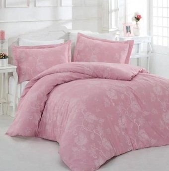 Nevresim Dünyası Pamuk Saten Dört Mevsim 200 x 220 cm Düz Çift Kişilik Nevresim Takımı Pembe