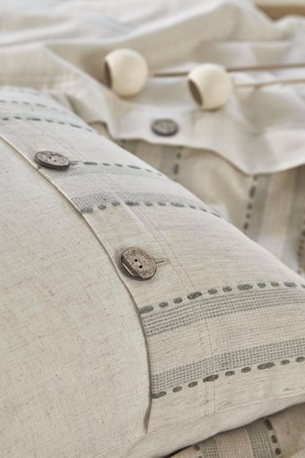 Ecocotton Keten Dört Mevsim 200 x 220 cm Şeritli Çift Kişilik Nevresim Takımı Yeşil