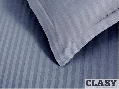 Clasy Saten Dört Mevsim 200 x 220 cm Çizgili Çift Kişilik Nevresim Takımı Antrasit