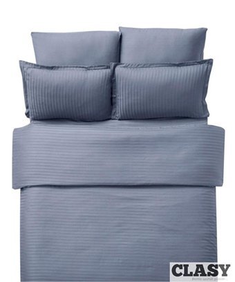 Clasy Saten Dört Mevsim 200 x 220 cm Çizgili Çift Kişilik Nevresim Takımı Antrasit