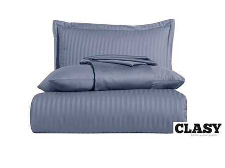 Clasy Saten Dört Mevsim 200 x 220 cm Çizgili Çift Kişilik Nevresim Takımı Antrasit