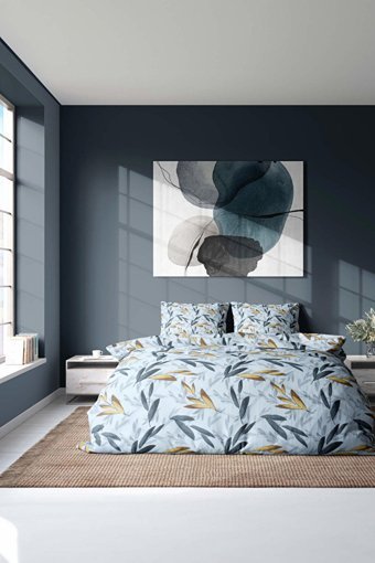 Favora Pamuk Dört Mevsim 200 x 220 cm Düz Çift Kişilik Nevresim Takımı Gri Sarı