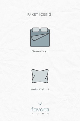 Favora Pamuk Dört Mevsim 200 x 220 cm Düz Çift Kişilik Nevresim Takımı Gri Sarı