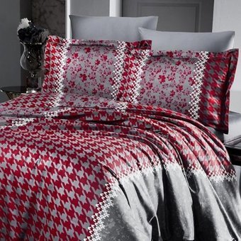 Nevresim Dünyası Pamuk Saten Dört Mevsim 200 x 220 cm Modern Çift Kişilik Nevresim Takımı Bordo