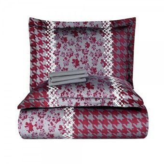 Nevresim Dünyası Pamuk Saten Dört Mevsim 200 x 220 cm Modern Çift Kişilik Nevresim Takımı Bordo