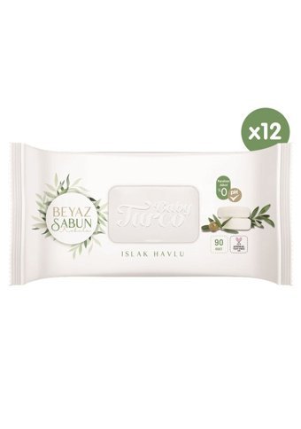 Baby Turco Beyaz Sabun Kokulu 90 Yaprak 12'li Paket Islak Mendil