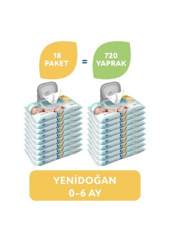 Uni Baby Yenidoğan 40 Yaprak 18'li Paket Islak Mendil