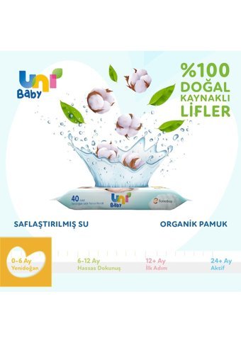 Uni Baby Yenidoğan 40 Yaprak 18'li Paket Islak Mendil