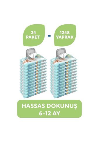 Uni Baby Hassas Dokunuş 52 Yaprak 24'lü Paket Islak Mendil