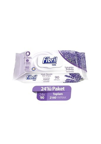 Fibril Care Lavanta Kokulu 90 Yaprak 24'lü Paket Islak Mendil