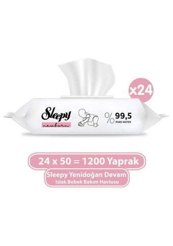 Sleepy Yenidoğan Devam 50 Yaprak 24'lü Paket Islak Mendil