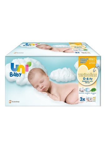 Uni Baby Yenidoğan 40 Yaprak 3'lü Paket Islak Mendil