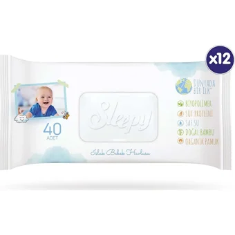 Sleepy Bio Natural 40 Yaprak 12'li Paket Islak Mendil