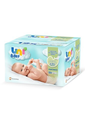 Uni Baby Hassas Dokunuş 52 Yaprak 12'li Paket Islak Mendil
