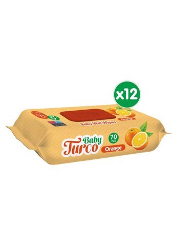 Baby Turco Portakal Kokulu 70 Yaprak 12'li Paket Islak Bebek Havlusu