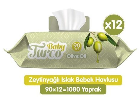 Baby Turco Zeytinyağlı 90 Yaprak 24'lü Paket Islak Bebek Havlusu