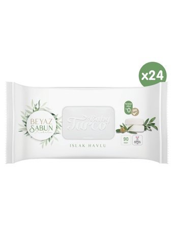 Baby Turco Beyaz Sabun Kokulu 90 Yaprak 24'lü Paket Islak Mendil