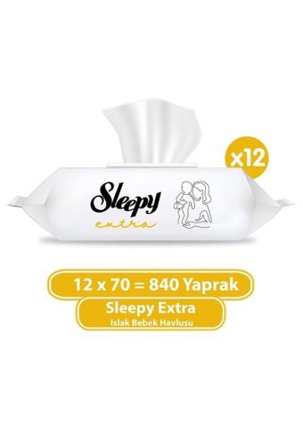 Sleepy Extra 70 Yaprak 12'li Paket Islak Bebek Havlusu