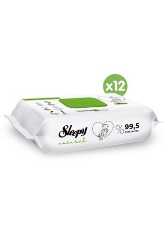 Sleepy Natural Yenidoğan 60 Yaprak 12'li Paket Islak Mendil