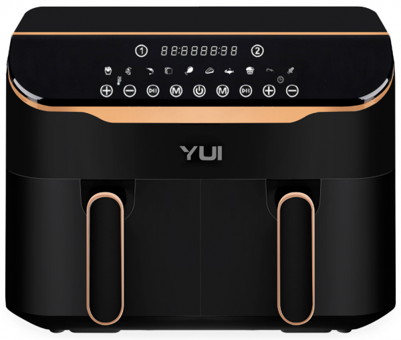Yui Maxifry M45 Airfryer 8 lt İki Hazneli Yağsız Sıcak Hava Fritözü Siyah