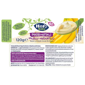 Hero Baby Tahılsız Glutensiz Yoğurtlu Probiyotikli Kavanoz Maması 12x120 gr