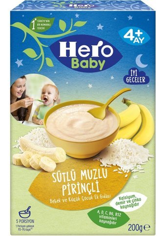 Hero Baby Gece Tahıllı Meyveli Pirinçli Kaşık Maması 4x200 gr