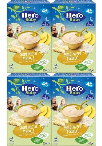 Hero Baby Gece Tahıllı Meyveli Pirinçli Kaşık Maması 4x200 gr