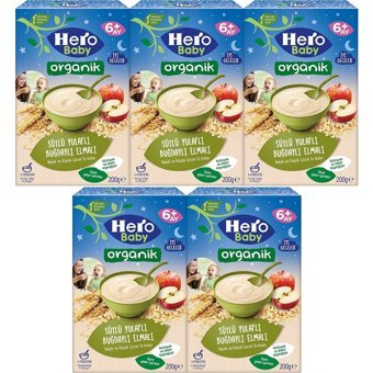 Hero Baby Gece Tahıllı Elmalı Tahıllı Sütlü Kaşık Maması 5x200 gr