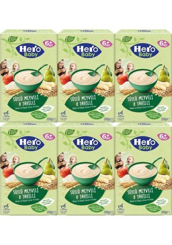 Hero Baby Tahıllı Glutensiz Meyveli Sütlü Kaşık Maması 6x200 gr