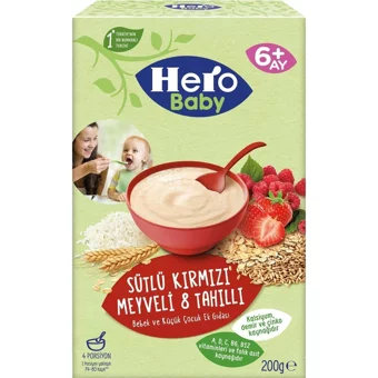 Hero Baby Tahıllı Kırmızı Meyveli Sütlü Kaşık Maması 2x200 gr