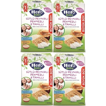 Hero Baby Tahıllı Glutensiz Pekmez Peynir Kaşık Maması 4x400 gr