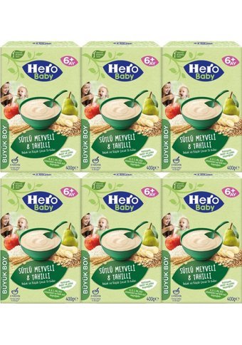 Hero Baby Tahıllı Glutensiz Meyveli Sütlü Kaşık Maması 6x400 gr