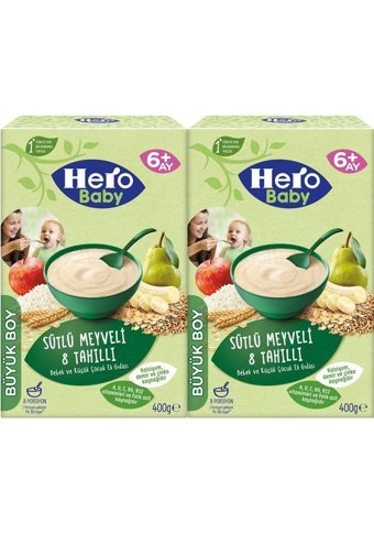 Hero Baby Tahıllı Glutensiz Meyveli Sütlü Kaşık Maması 2x400 gr