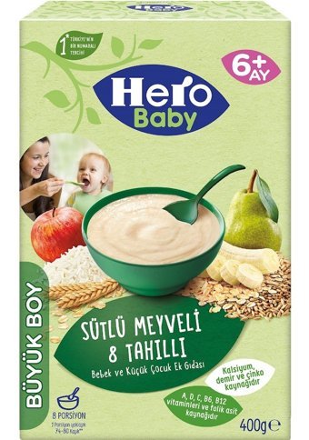 Hero Baby Tahıllı Glutensiz Meyveli Sütlü Kaşık Maması 2x400 gr