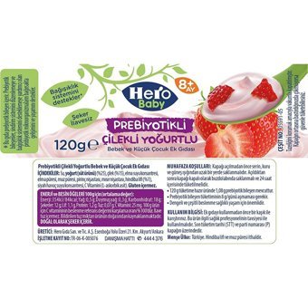 Hero Baby Tahılsız Glutensiz Çilekli Yoğurtlu Probiyotikli Kavanoz Maması 12x120 gr