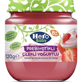 Hero Baby Tahılsız Glutensiz Çilekli Yoğurtlu Probiyotikli Kavanoz Maması 12x120 gr