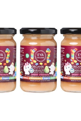 Eya Organik Laktozsuz Tahılsız Glutensiz Organik Armutlu Hurmalı Kavanoz Maması 3x105 gr