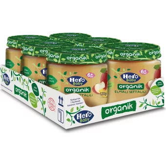 Hero Baby Tahılsız Glutensiz Organik Elmalı Kavanoz Maması 6x120 gr